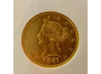 1851-O $10 Liberty S.S. Republic AU58 NGC