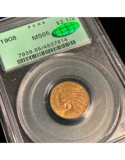 1908 $2.50 Indian Gold MS65 CAC PCGS