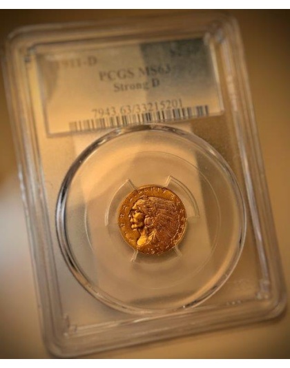 1911-D $2.50 Indian Gold MS63 PCGS