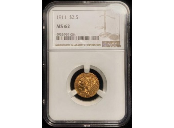 1911 $2.50 Indian Gold MS62 NGC