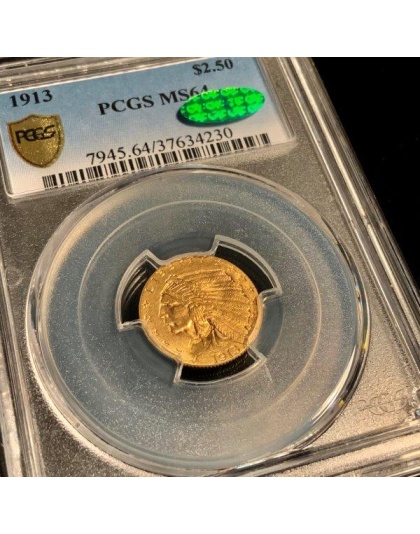 1913 $2.50 Indian Gold MS64 CAC PCGS