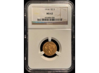 1914 $2.50 Indian Gold MS62 NGC