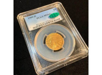 1909-D $5 Indian Gold MS64+ CAC PCGS