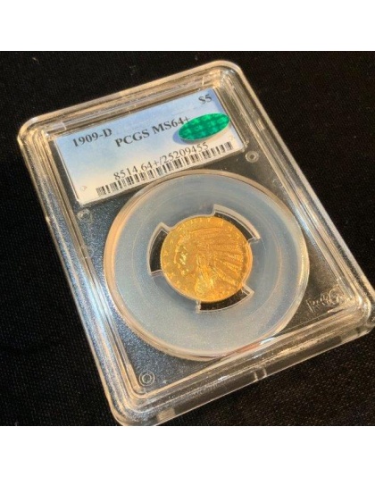 1909-D $5 Indian Gold MS64+ CAC PCGS