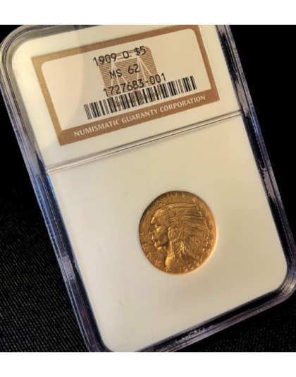 1909-O $5 Indian Gold MS62 NGC
