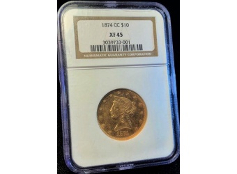 1874-CC $10 Liberty Gold XF45 NGC