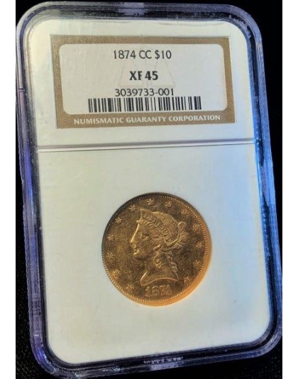 1874-CC $10 Liberty Gold XF45 NGC