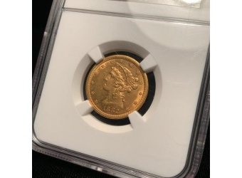 1882-CC $5 Liberty Gold AU58 NGC