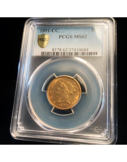 1891-CC $5 Liberty Gold MS62 PCGS