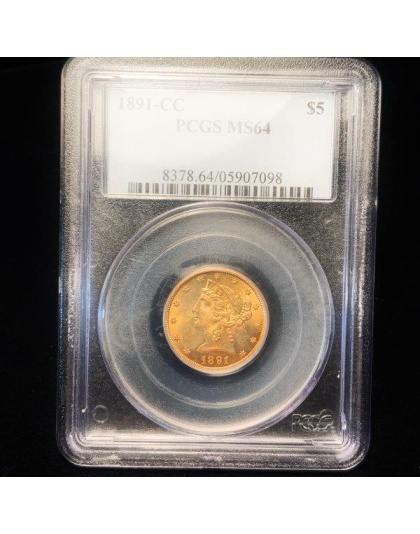 1891-CC $5 Liberty Gold MS64 PCGS