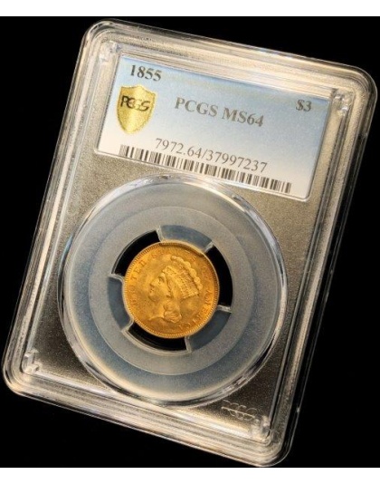 1855 $3 Princess MS64 PCGS