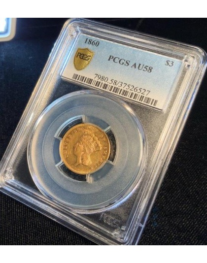 1860 $3 Princess AU58 PCGS