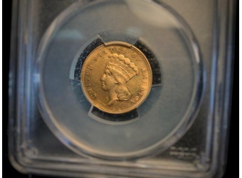 1866 $3 Princess AU58 PCGS