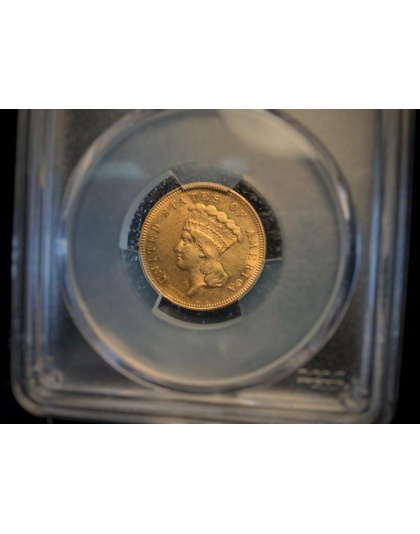 1868 $3 Princess AU58 PCGS