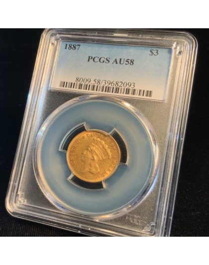 1887 $3 Princess AU58 PCGS
