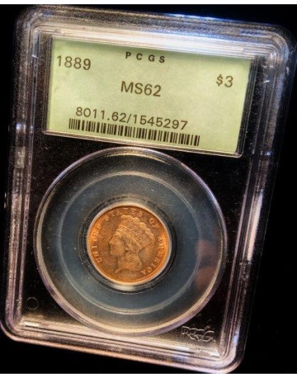 1889 $3 Princess MS62 PCGS