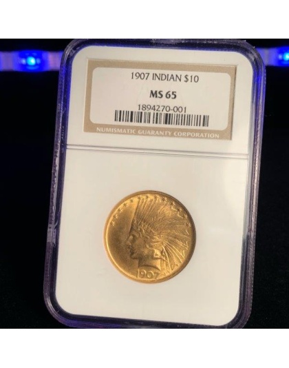 1907 $10 Indian Gold MS65 NGC