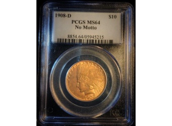 1908-D $10 Indian Gold No Motto MS64 PCGS