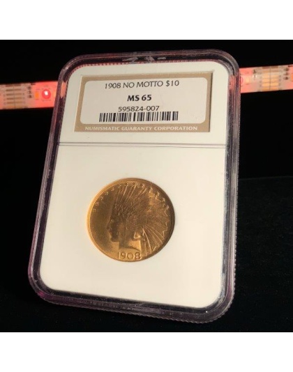 1908 $10 Indian Gold No Motto MS65 NGC