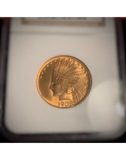 1908 $10 Indian Gold No Motto MS65 NGC