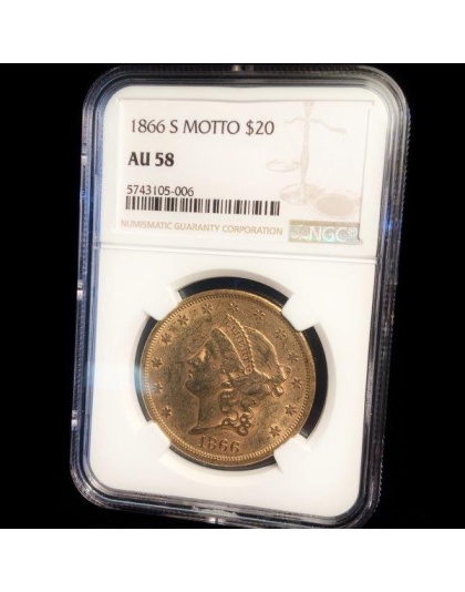 1866-S $20 Liberty AU58 NGC