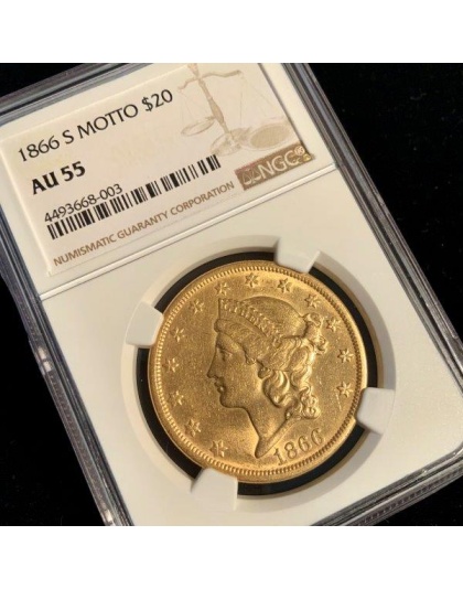 1866-S $20 Liberty AU55 NGC