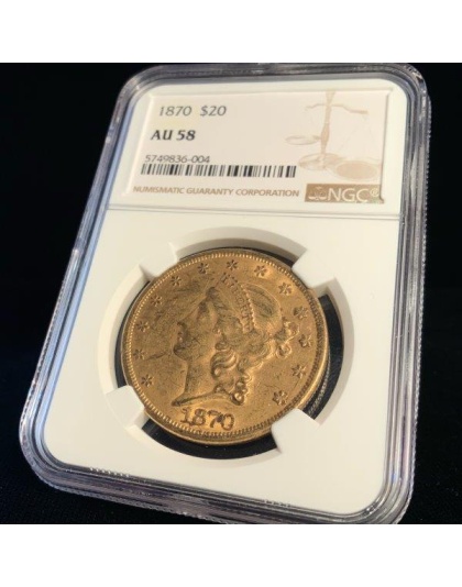 1870 $20 Liberty AU58 NGC