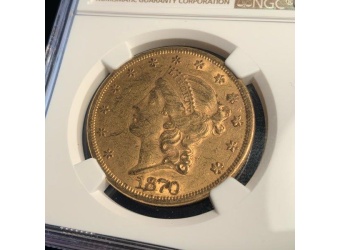 1870 $20 Liberty AU58 NGC