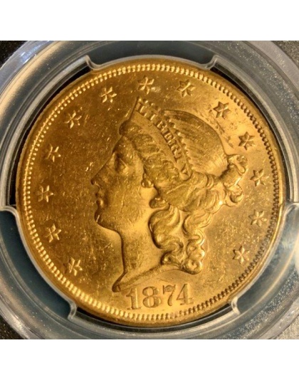 1874-CC $20 Liberty AU55 PCGS