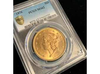 1876 $20 Liberty MS62 PCGS