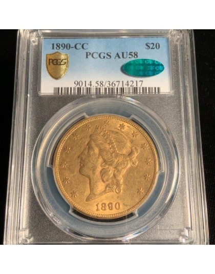 1890-CC $20 Liberty AU58 CAC PCGS