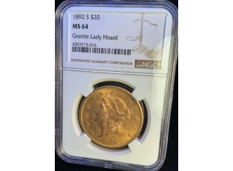 1892-S $20 Liberty MS64 NGC