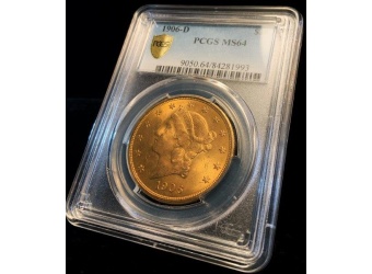 1906-D $20 Liberty MS64 PCGS