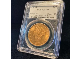 1907-D $20 Liberty MS63 PCGS