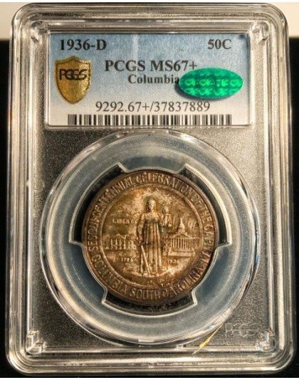 1936-D Columbia MS67+ CAC PCGS