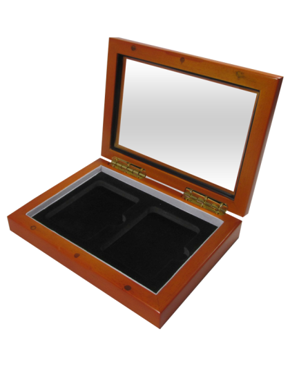 2 Slab Wood Display Box with Glass Top