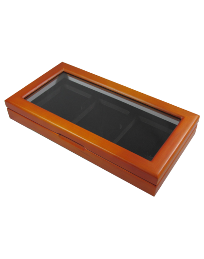 3 Slab Wood Display Box with Glass Top