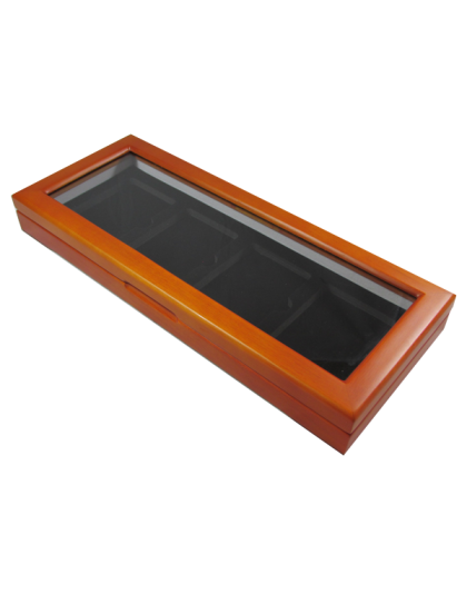 4 Slab Wood Display Box with Glass Top