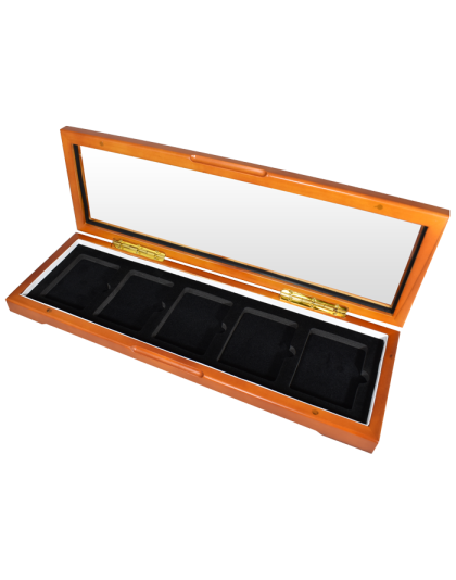 5 Slab Wood Display Box with Glass Top