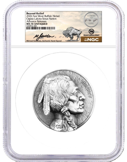 2026 5 oz Beyond Relief Buffalo Silver Coin NGC MS70