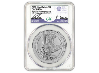 2026 1 oz Great Britain Declaration of Independence Silver Struck on the Day CACG 70