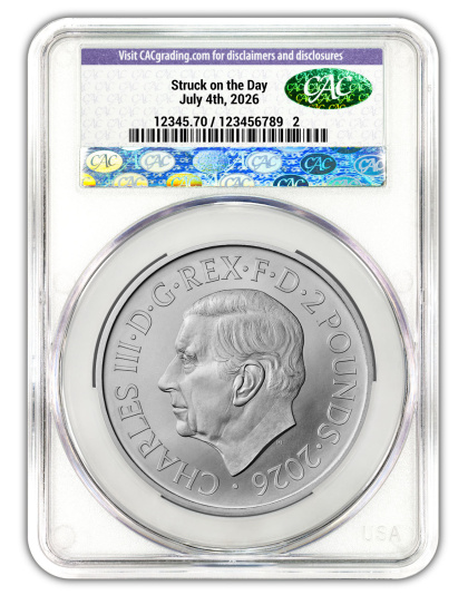 2026 1 oz Great Britain Declaration of Independence Silver Struck on the Day CACG 70