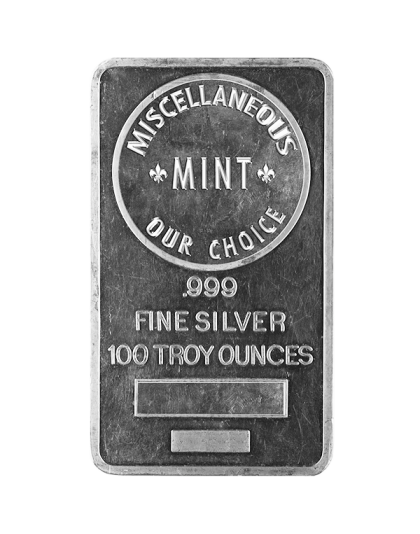 100 oz Silver Bar (Any Design)