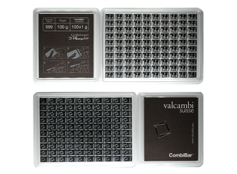 100 Gram Silver Combi Bar Valcambi 100 x 1