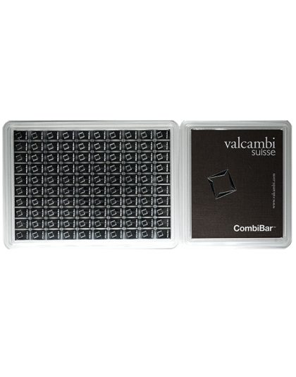 100 Gram Silver Combi Bar Valcambi 100 x 1