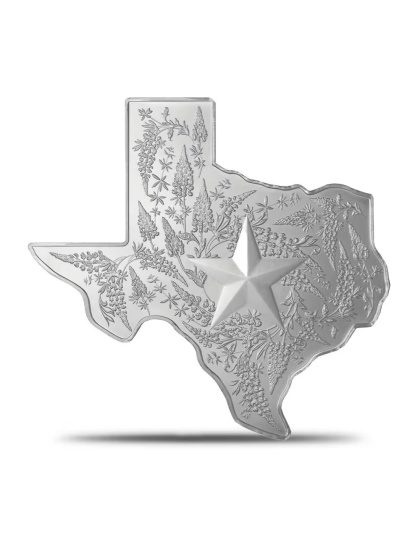 5 oz Texas Shaped Silver Bar