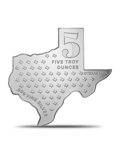 5 oz Texas Shaped Silver Bar
