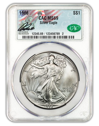1986 1 oz American Silver Eagle CACG MS69