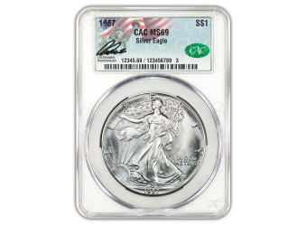 1987 1 oz American Silver Eagle CACG MS69