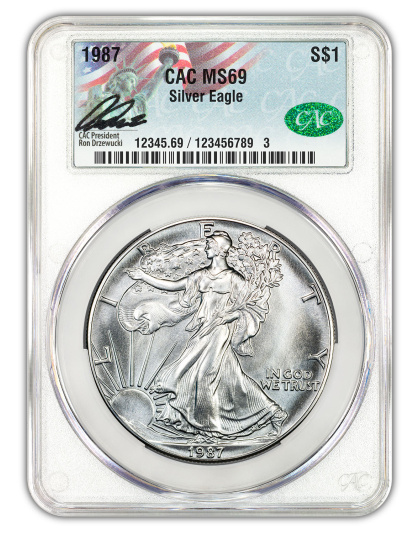 1987 1 oz American Silver Eagle CACG MS69